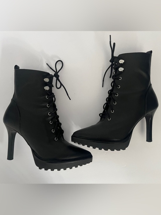 Michael Kors Shoes - Michael Kors Kyle Leather Lace-Up Stiletto Boot in Black - Size 6
